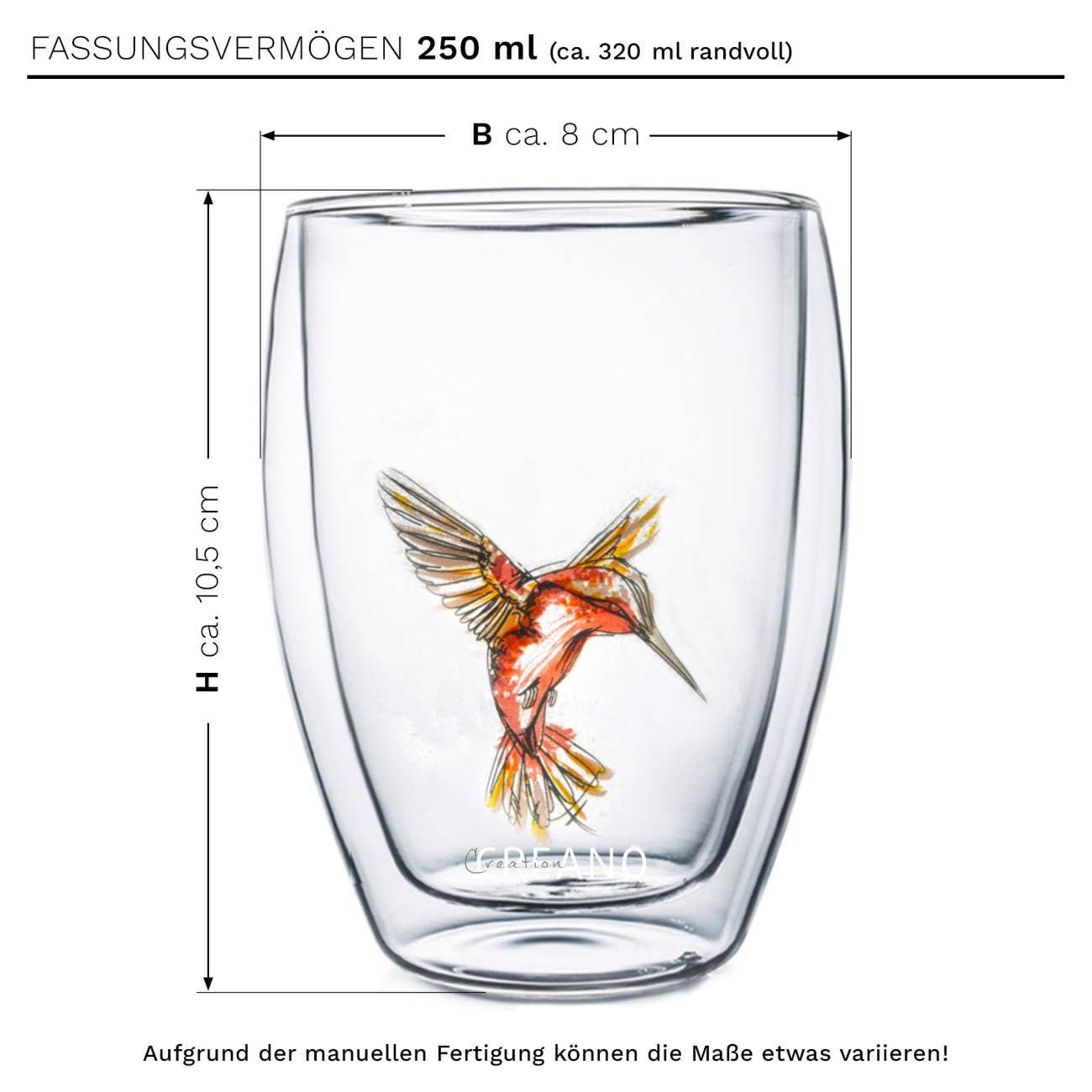 Creano - Vente Verre/tasse - Verre thermique « hummi » rouge Creano, double paroi 250 ml3