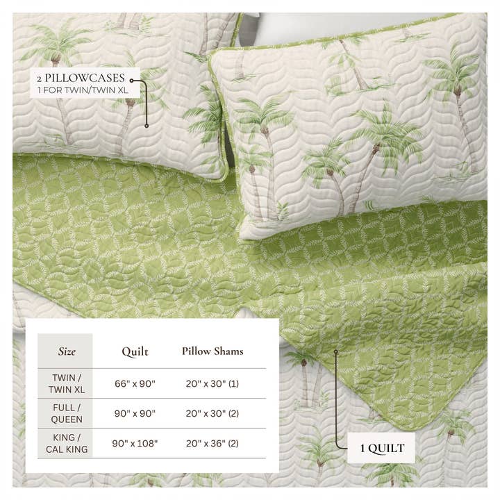 West Palm Trees Coastal Quilt Set - Coronado Collection for wholesale on Faire