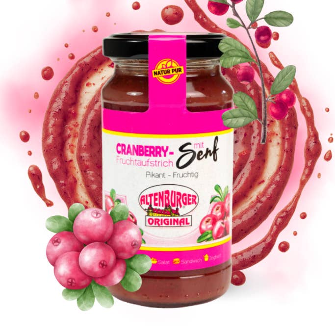 Tartinade aux canneberges à la moutarde - sucrée pour la vente par Altenburger Senf & Feinkost GmbH & Co. KG