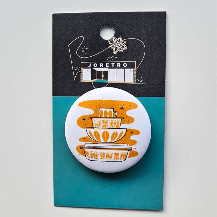 Pyrex Button - Pumpkin Butterprint & Lotus Stack for wholesale by JoRetro