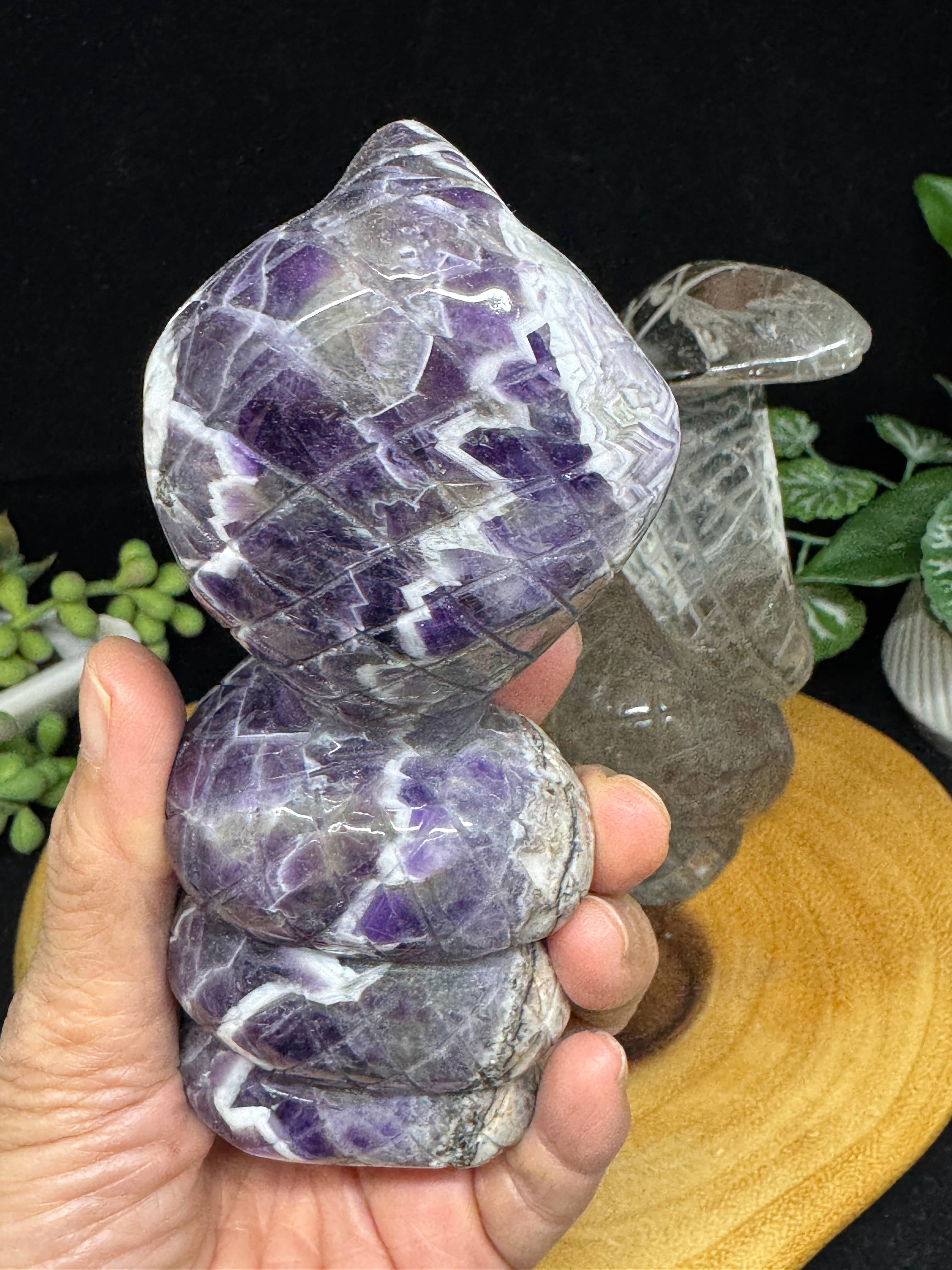 The 7 Directions - Wholesale Spiritual Stone/Crystal - 2 pc Snake Cobra bundle amethyst lodolite G7897