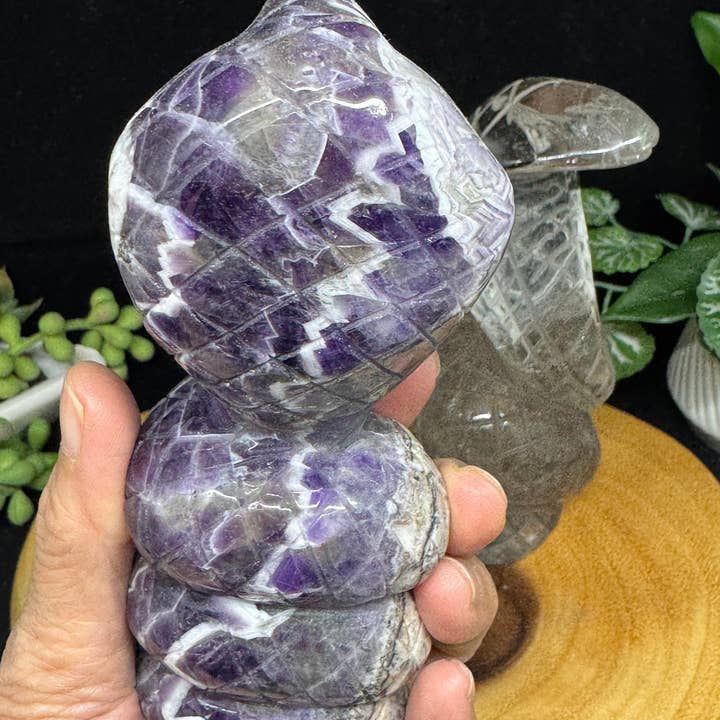 The 7 Directions - Wholesale Spiritual Stone/Crystal - 2 pc Snake Cobra bundle amethyst lodolite G7897