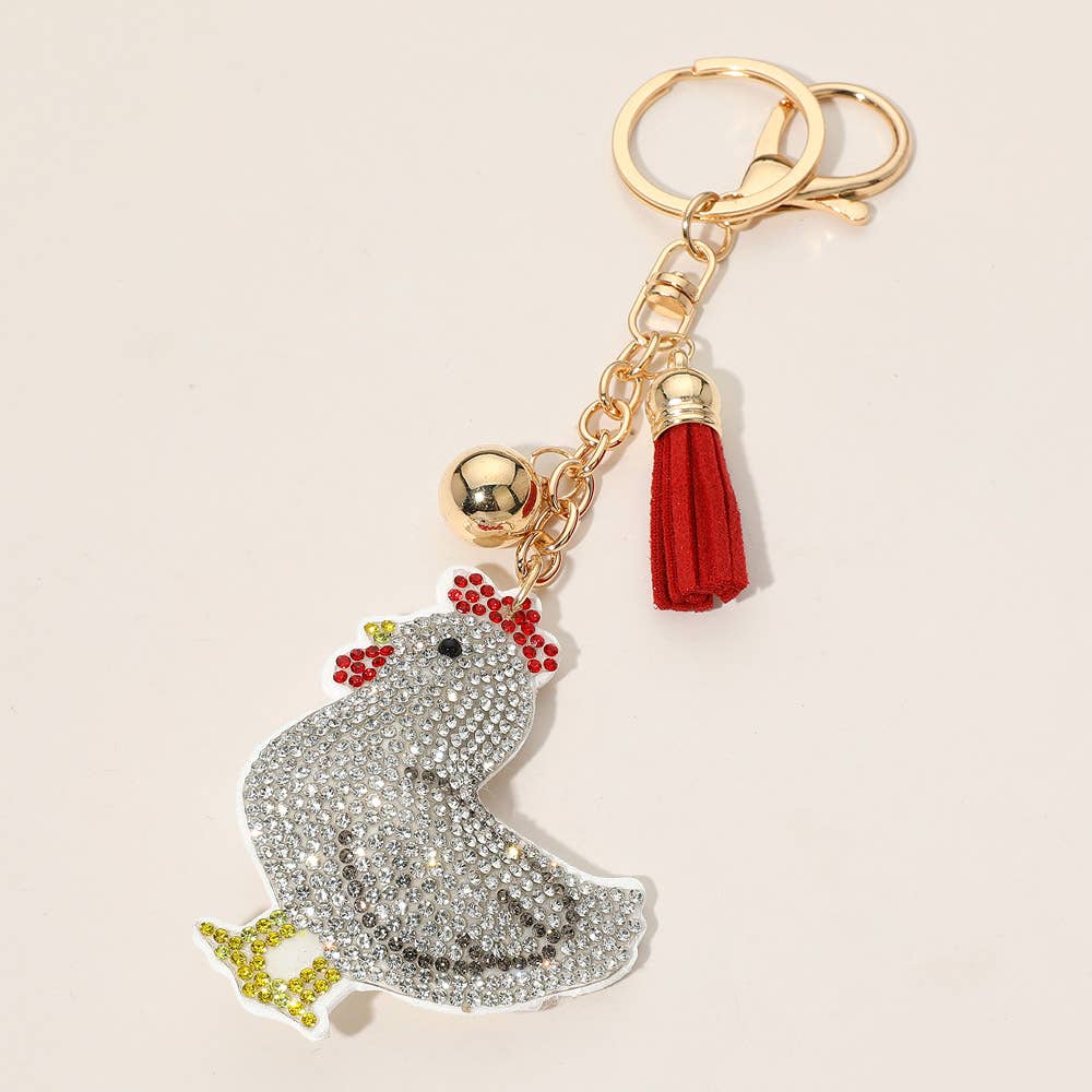 Sensibling Corp. - Wholesale Keychain - Women's - Bling Studded Chicken Keychain / Bag Charm0