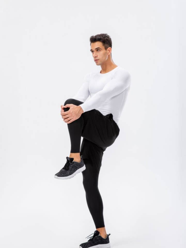 Active by Anna-Kaci - Wholesale Athletic top – men's - Men's Long Sleeve Compression Shirt with Crew Neck16