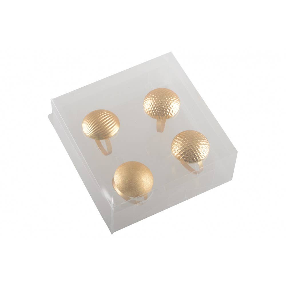 AULICA - Wholesale Napkin Ring - Set of 4 matte gold button napkin rings2