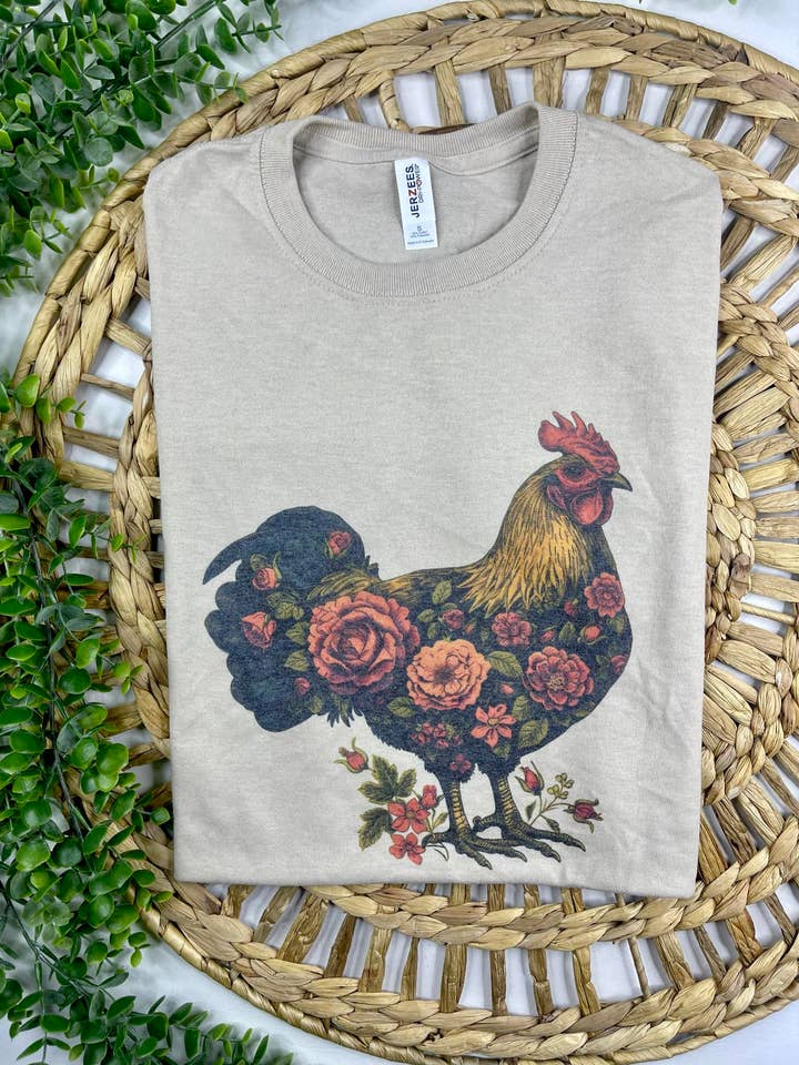 Floral Chicken (Gildan T-Shirt) for wholesale by 1/2 Penny Wholesale