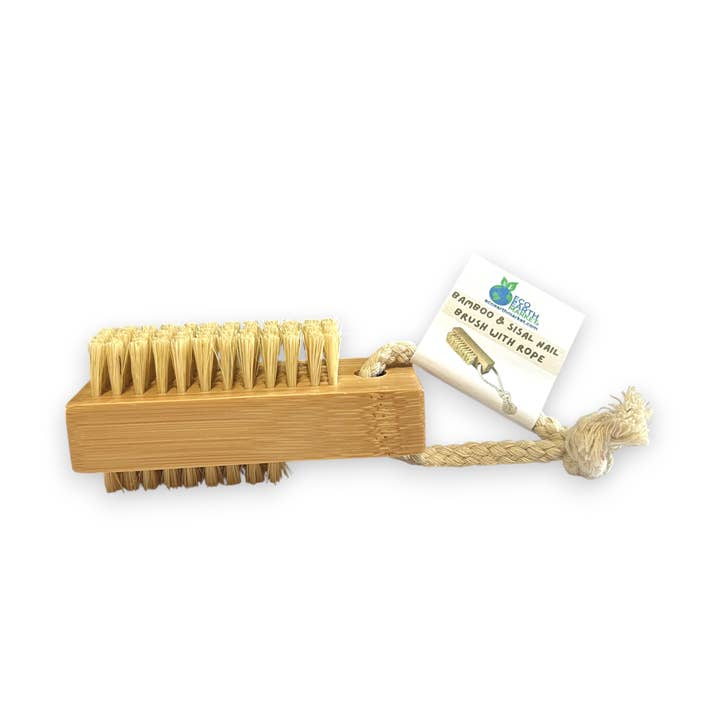 Bamboo & Sisal Nail Brush With Rope for wholesale by Eco Earth Market