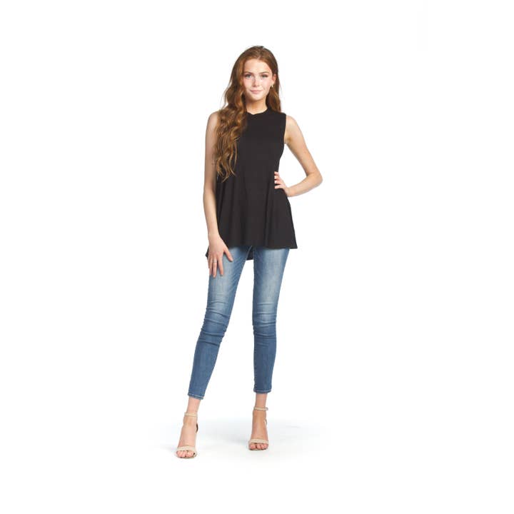 Túnica PT05127 BLACK Rib Jersey A Line por atacado de Papillon