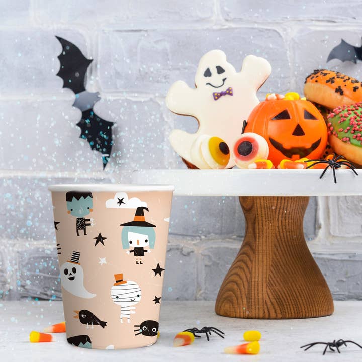 Vasos de papel con iconos de Amigos de Halloween para venta al por mayor de Ellie's Party Supply