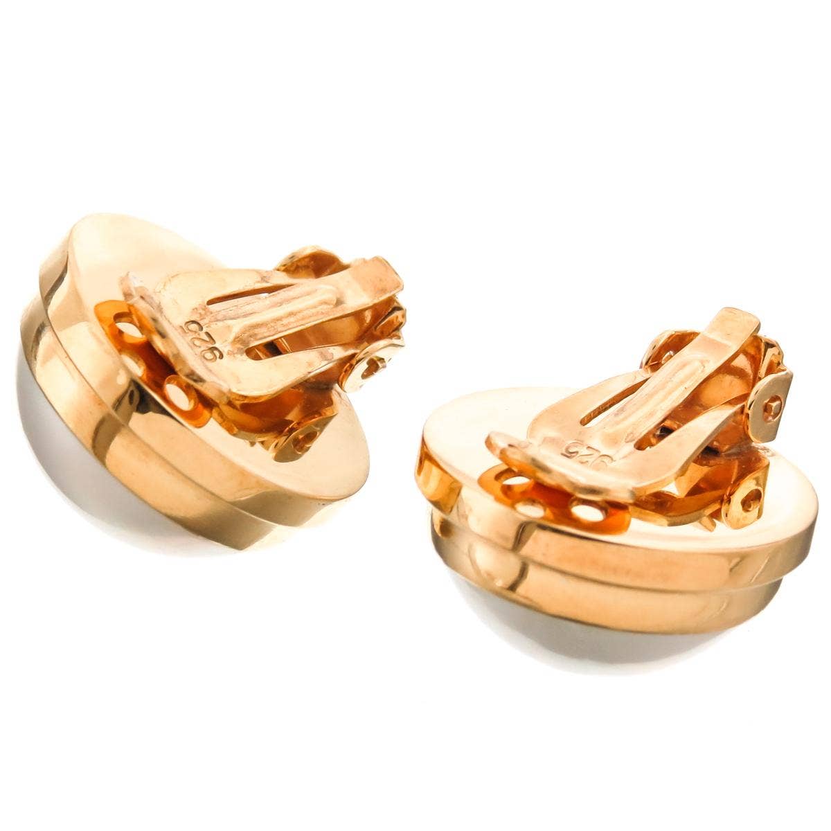 FifiRose - Wholesale Clip-On Earrings - 925 silver white mabe pearl gold plated sterling clip-on earrings, 11/16"2