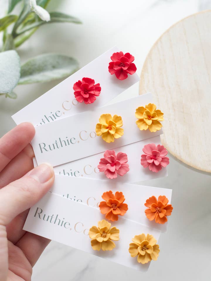 Peony Studs for wholesale by Ruthie and Co.