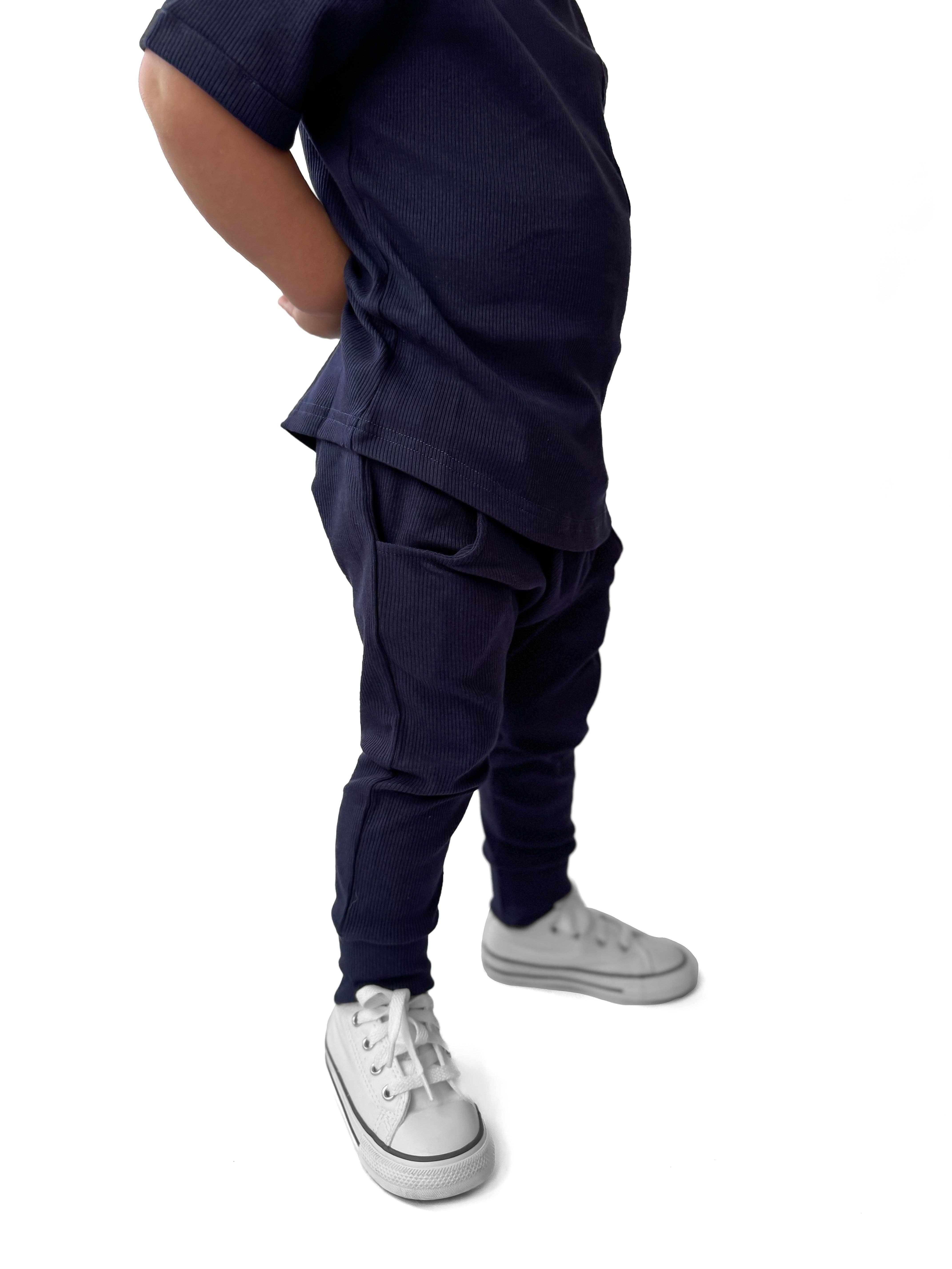 Remi + Rae Co. – wholesale Lounge sweatpants/jogging bottoms – Kids – BAMBOO RIBBED JOGGERS - NAVY11