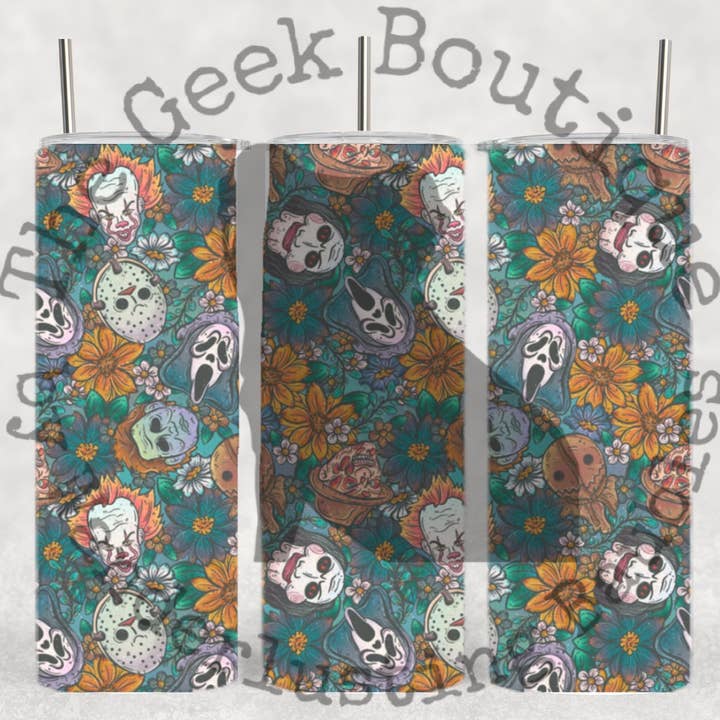 Gobelet Floral Horror Killer Mashup Halloween Flowers Spooky pour la vente par The Geek Boutique