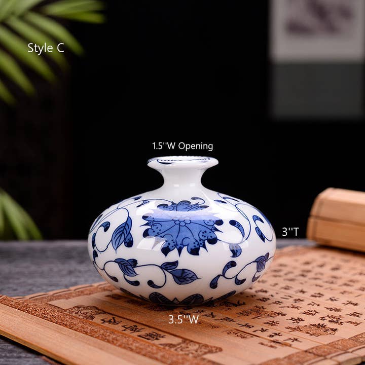 Sweet Home Deco - Wholesale Vase - Chinoiserie Bud Vase, Porcelain Vases, Blue and White Vases