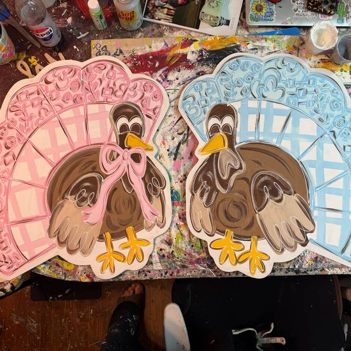 Handbemalte Thanksgiving-Truthahn-Türschilder – Birkenholz Fal für den Großhandel von OBX Prep