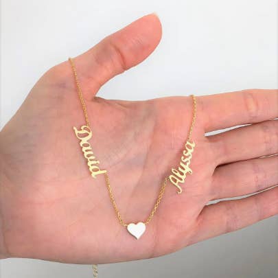 JoyPersonalized – wholesale Hänge-/berlockhalsband – Personlig Två Namn Halsband med Hjärta