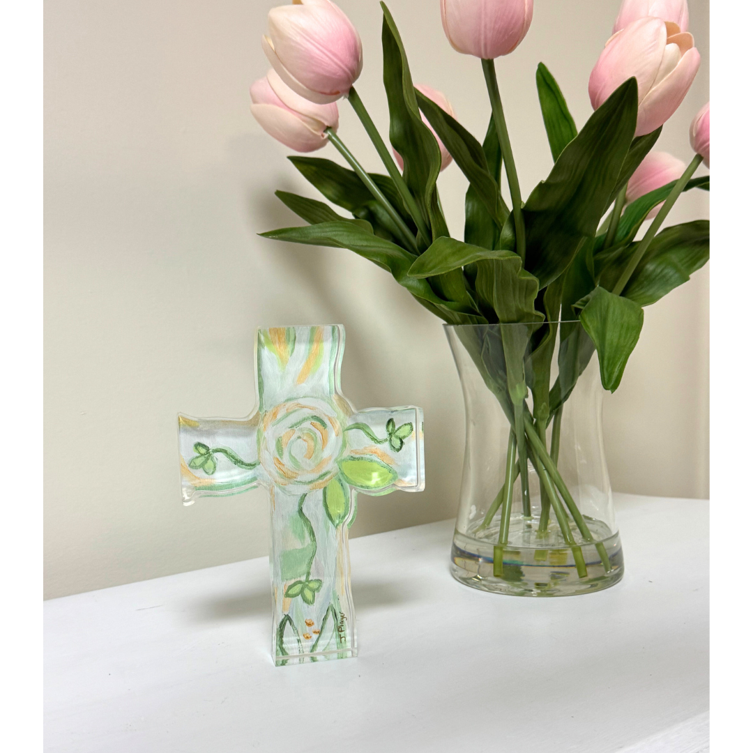 Jeanne Player Fine Art - Wholesale Decorative Tabletop Object - Faith Cross Acrylic Block Art3