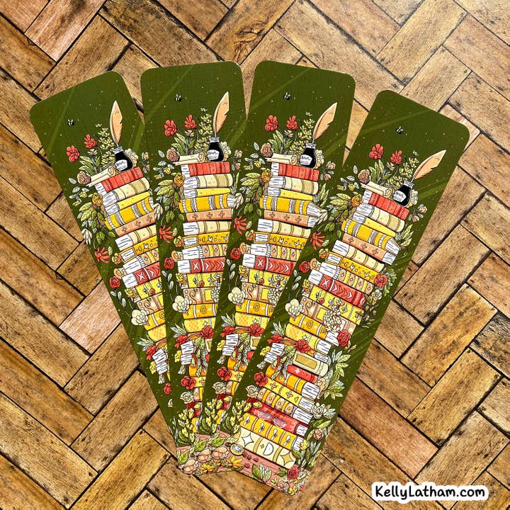 Kelly Latham Art - Wholesale Bookmark - Botanical Book Stack Bookmark – Fantasy Book Gift – Bookish 2
