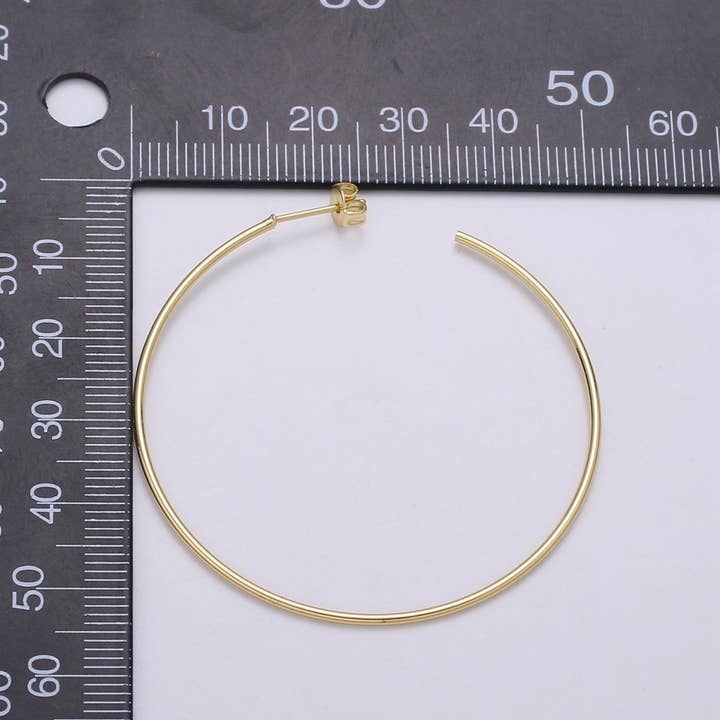 Aim Eternal - Wholesale Hoop Earrings - 50 mm Simple Light Hoops 24K Gold, Loop Gold Earrings for DIY Earring Craft Supply Jewelry Making, Q-412 Q-4134