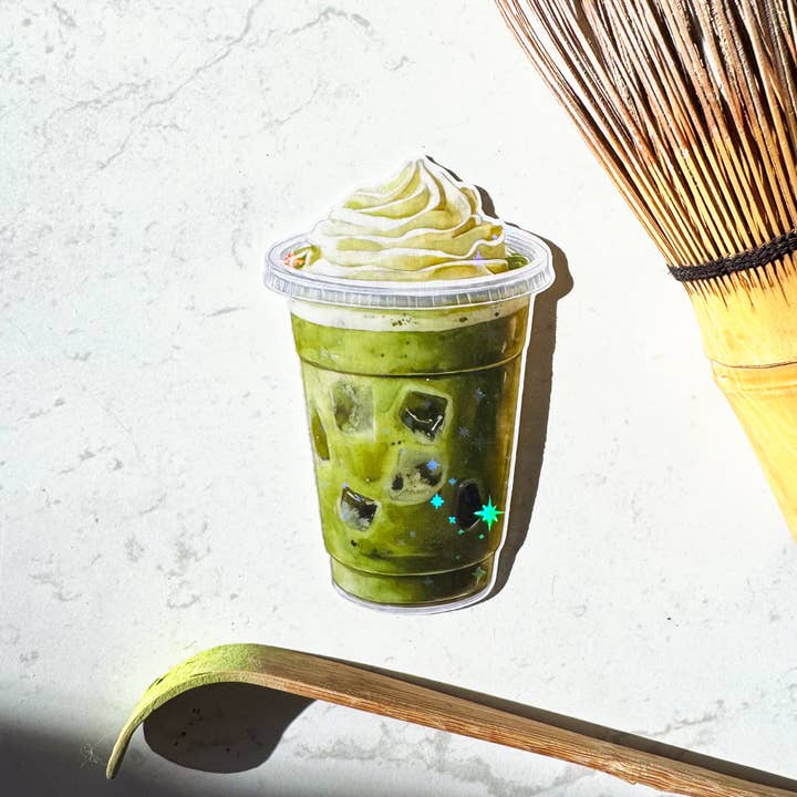 Julia Ockert - Wholesale Sticker - Matcha Latte & Iced Coffee Glitter Stickers