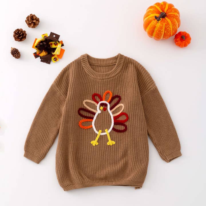 Pull à dinde pour bébés et enfants Chandail fait main de Thanksgiving pour la vente par Little Trendy