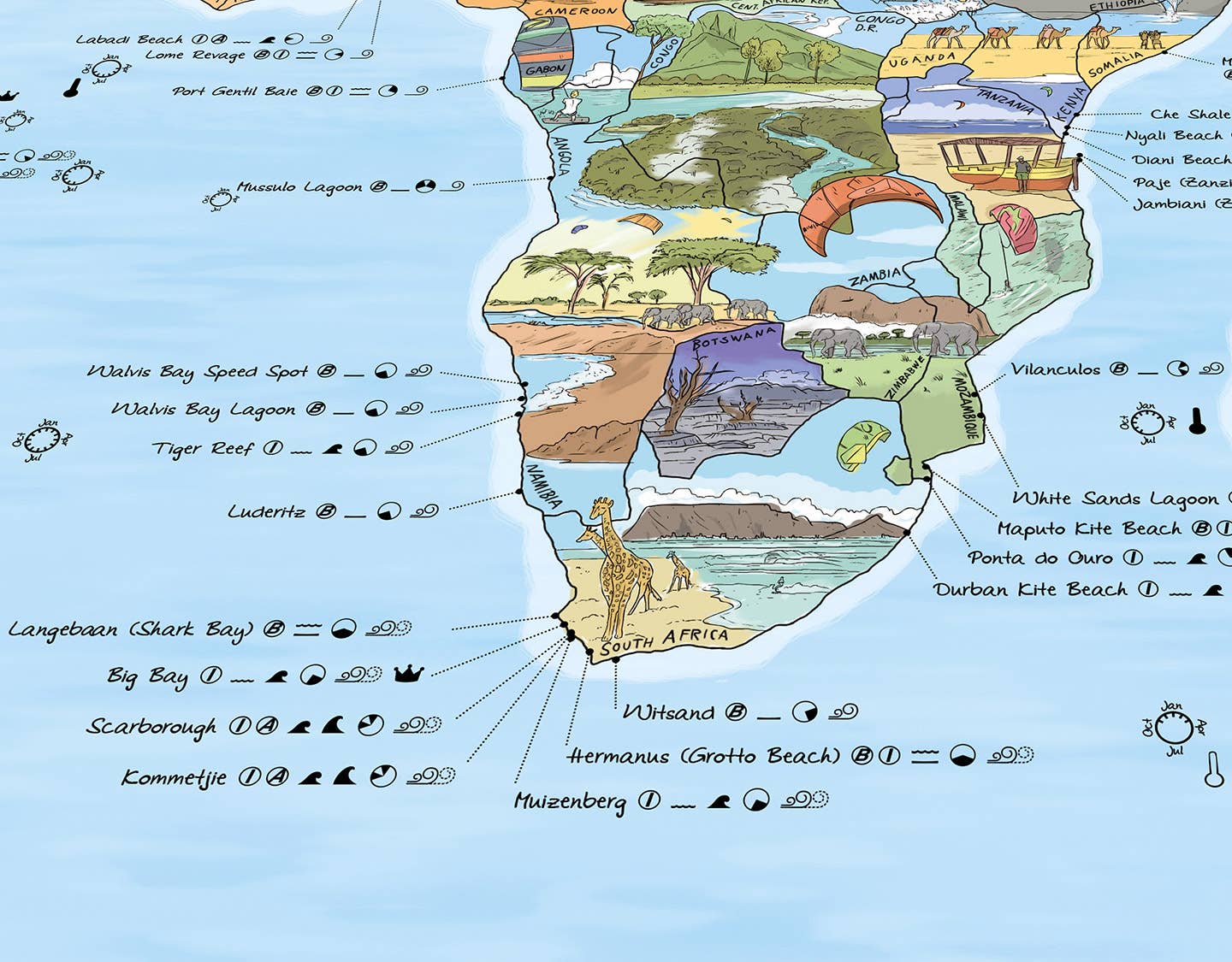 Awesome Maps - Vente Cartes - Carte de kitesurf | Carte du monde avec 500 spots de kitesurf10