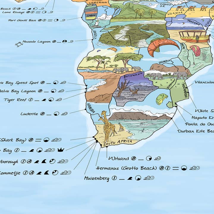 Awesome Maps - Vente Cartes - Carte de kitesurf | Carte du monde avec 500 spots de kitesurf10