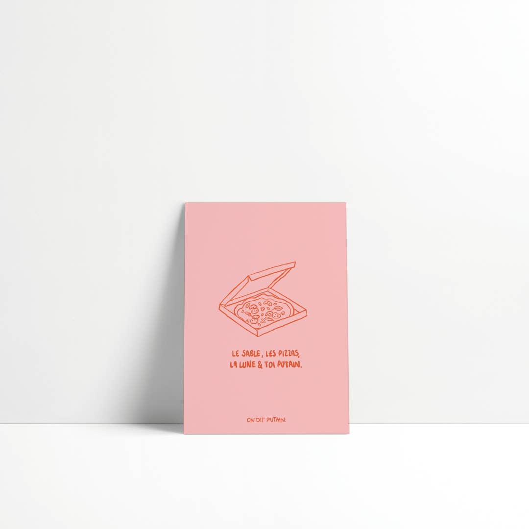 Onditputain - Wholesale Love Card - Menu - The sand, the pizzas, the moon, and you damn.