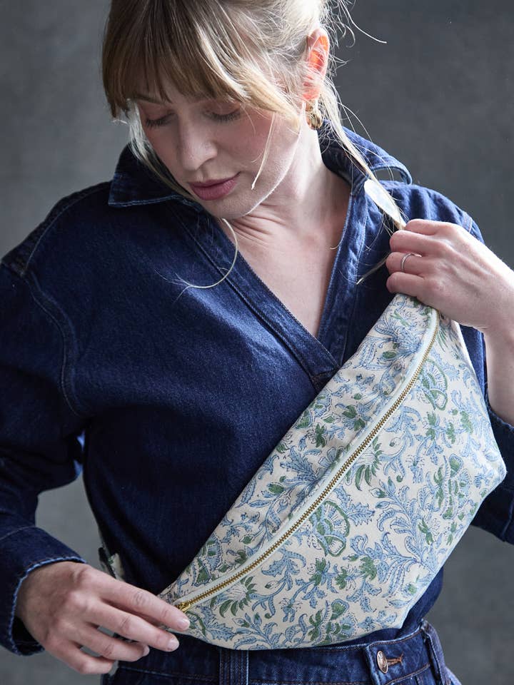 Block Print Floral Sling Bag for wholesale by Anchal