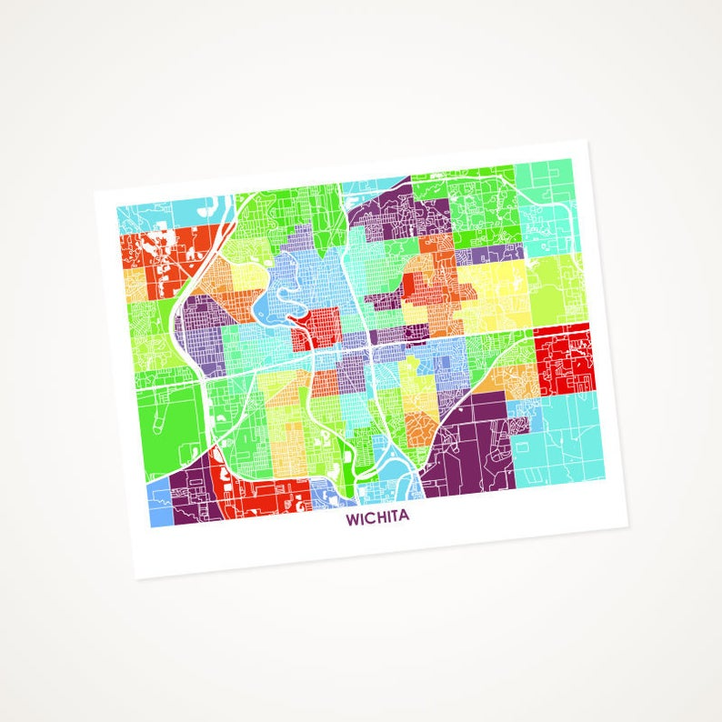 Juanita's Adventures - Wholesale Art Print - Juanitas Wichita Map Print0