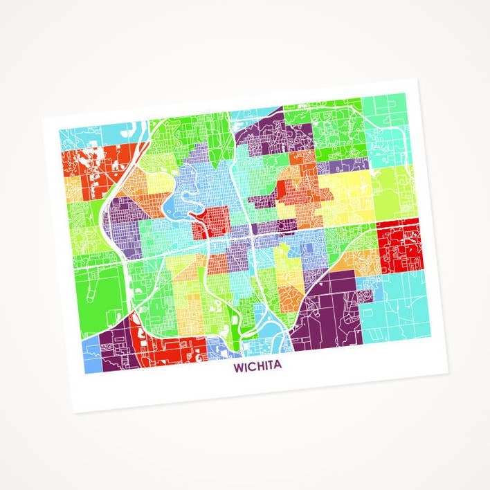 Juanita's Adventures - Wholesale Art Print - Juanitas Wichita Map Print0