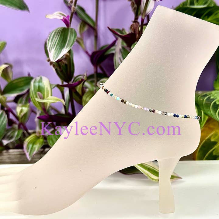 KayleeNYC - Wholesale Anklet - 2mm Natural Mix Crystal Anklets Healing Energy2