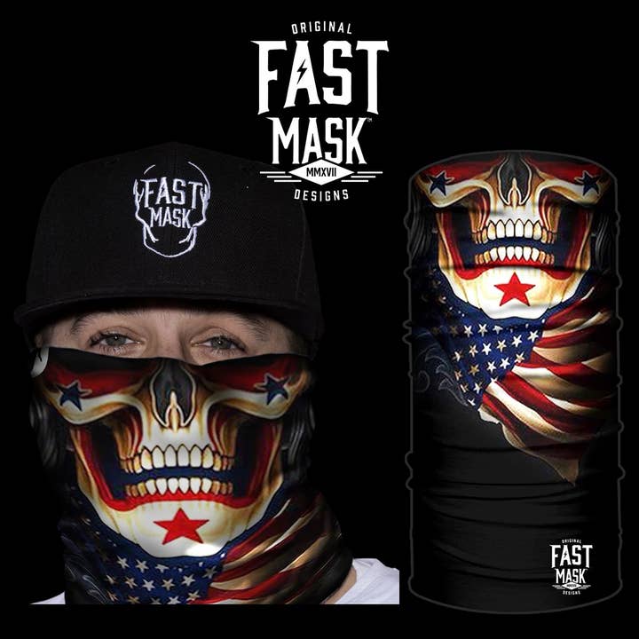 Live Fast Gear – Großhandel Schlauchtuch/Kapuzenschal – Herren – USA Skull N Bandana-Halswärmer — *Jetzt mit genähten Rändern
