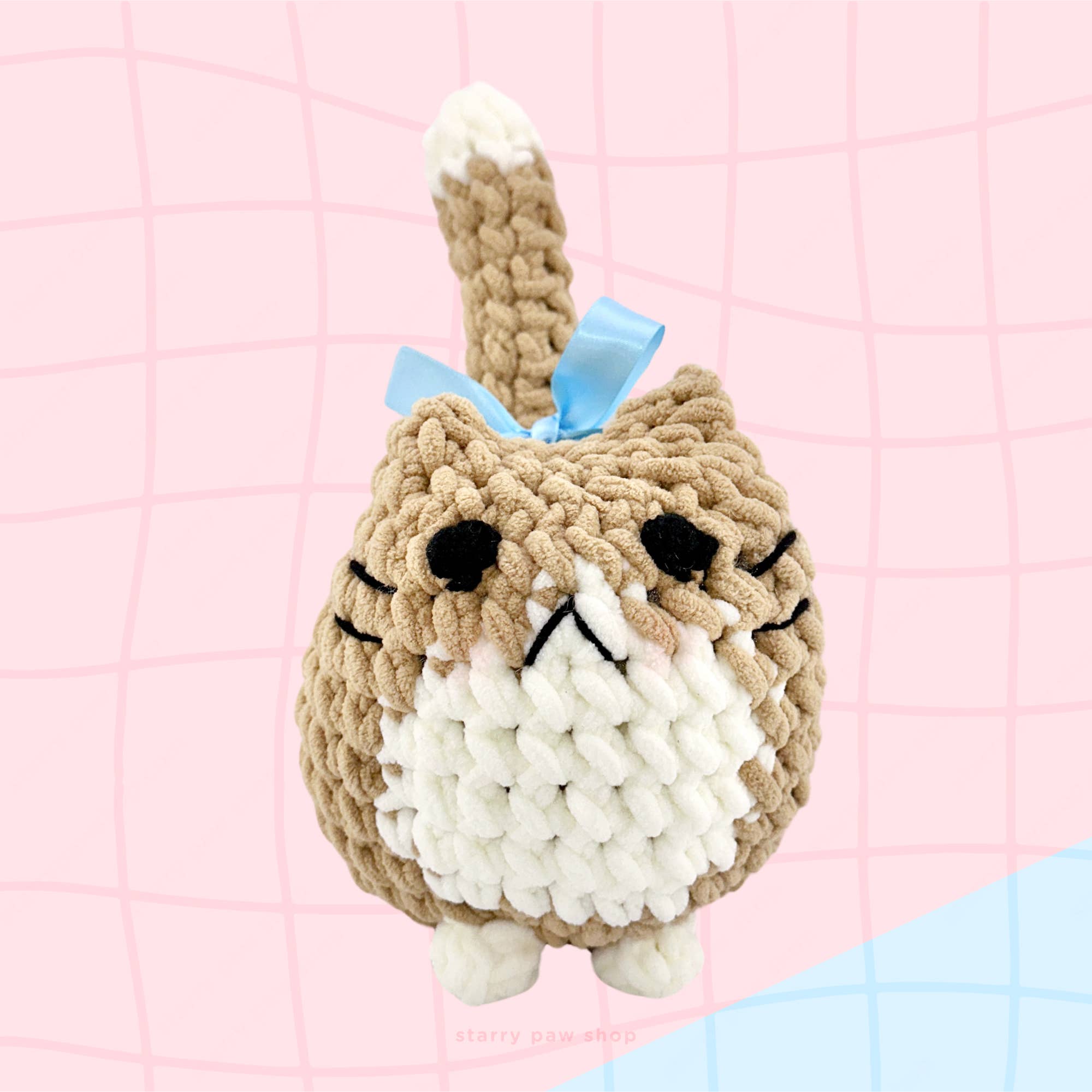 Starry Paw Shop - Wholesale Stuffed/Plush Toy - Kids & Baby - Cute Fat Crochet Cat | 4 Colors Large 8x10" No plastic parts6