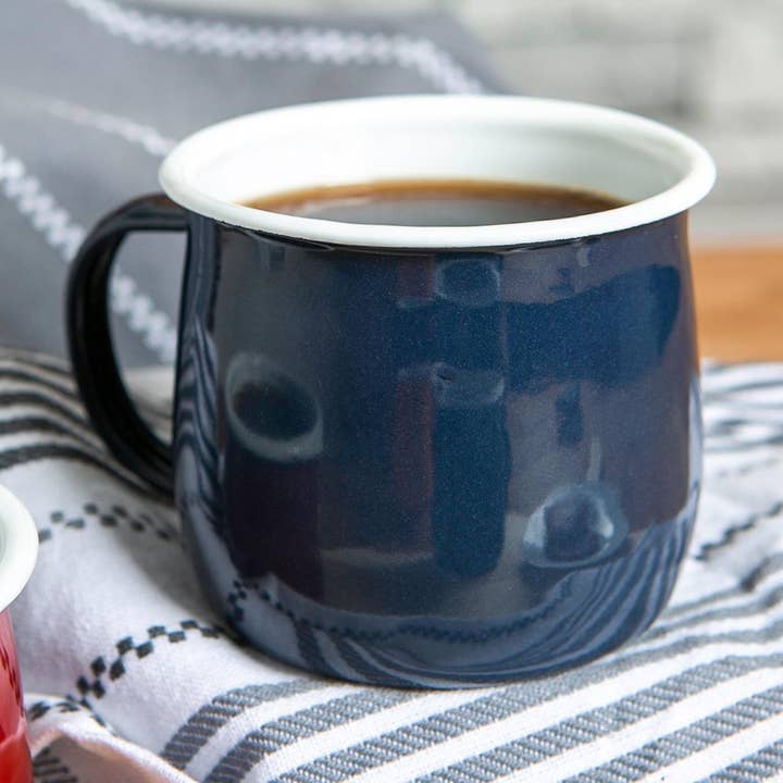 Argon Tableware Coloured Enamel Belly Mug - 375ml - Navy for wholesale by Rinkit Ltd