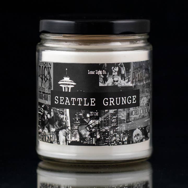 Seattle Grunge 90s Nirvana Pearl Jam Scented Candle for wholesale by Lunar Light Co.