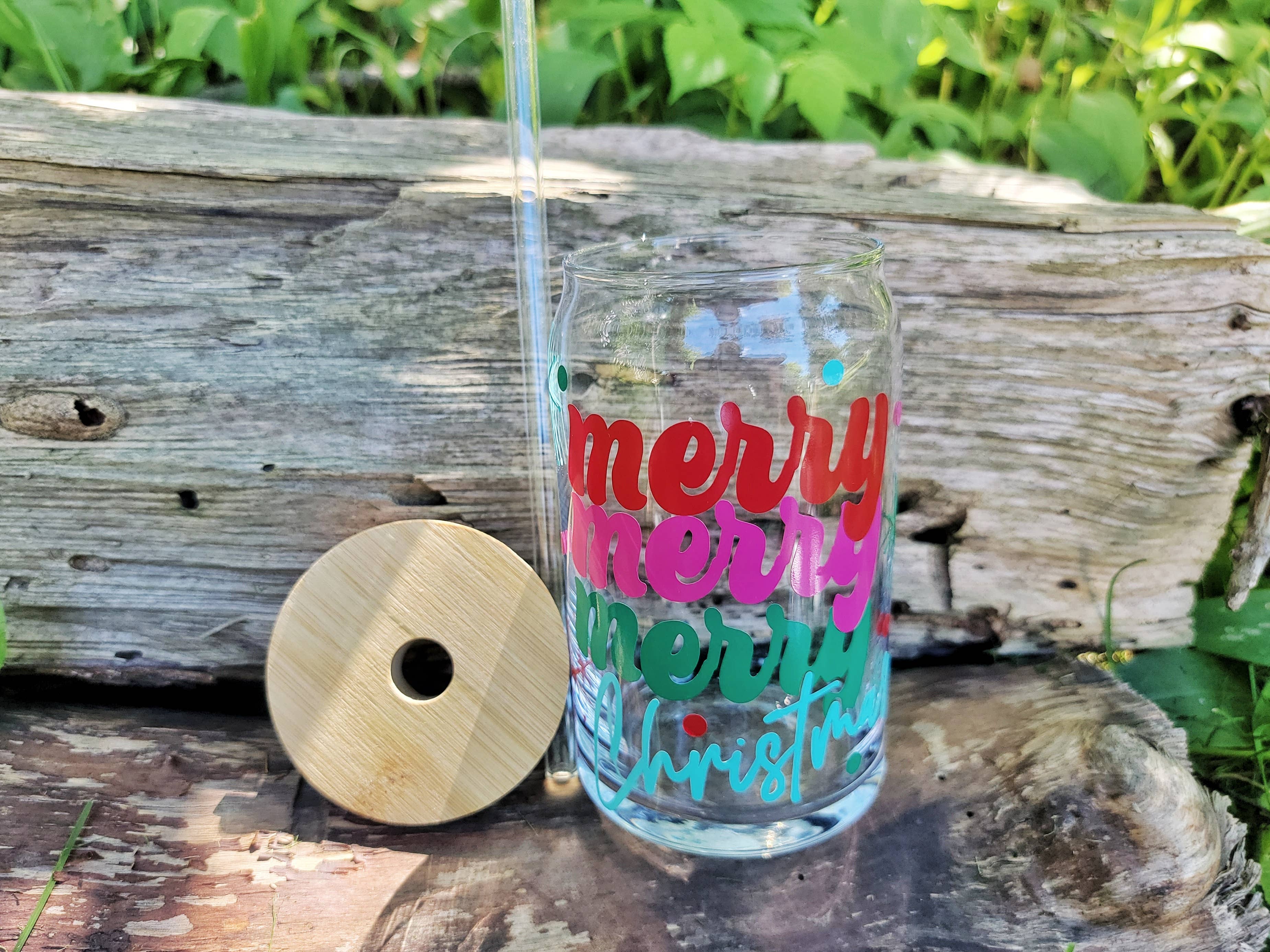 Superior Sweet Water - Wholesale Drinking Glass/Cup - Merry Christmas Beer Can with Lid , Holiday Cup1