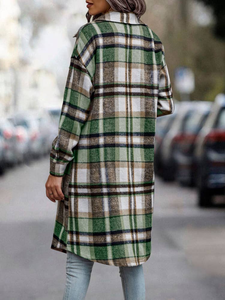 eLook - Wholesale Coat - Women's - SZ1-JK8211 Plaid Button Down Long Coat23