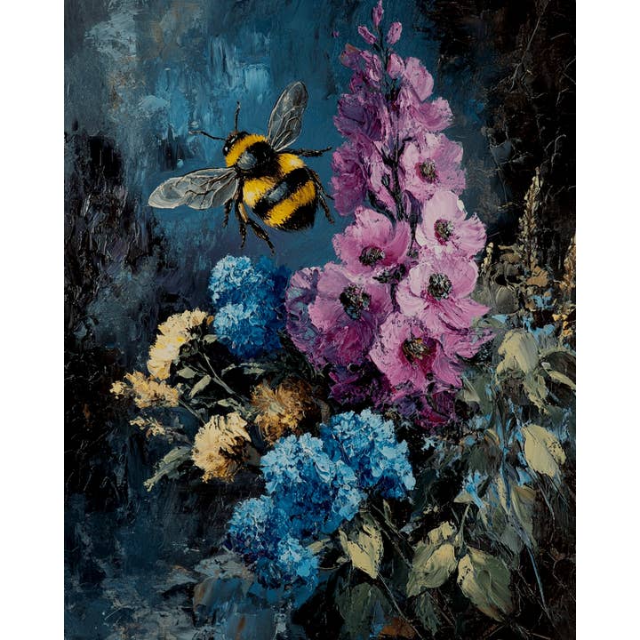 Mowbi - Wholesale Art Print - Vintage Bumble Bee - Animal Still Life Wall Art Prints – 8″x10″ Artwork for 11″x14″ Frame