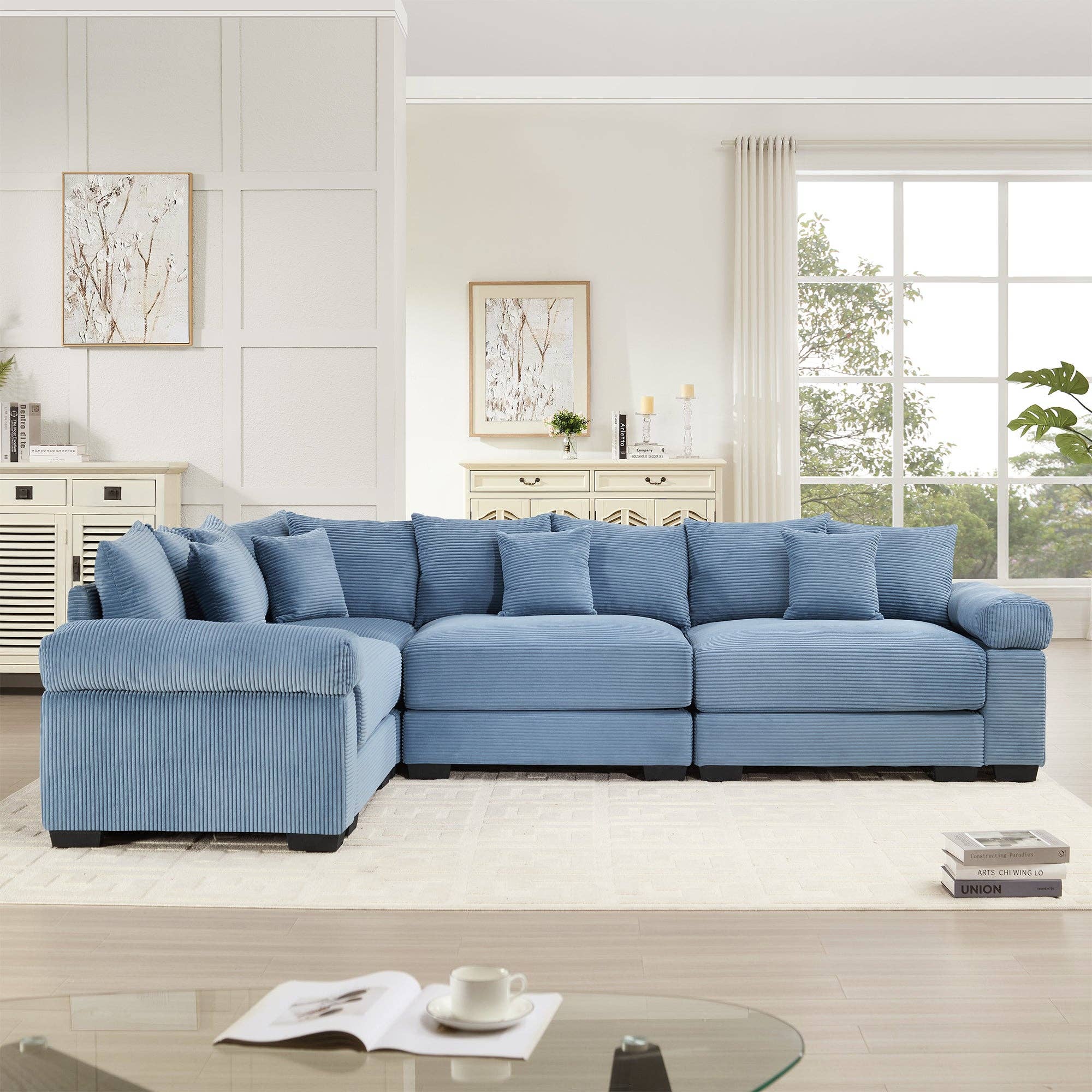 39F Inc. - Wholesale Sofa - Oversized Blue Cloud Modular Sectional Couch (13 Pillows)1