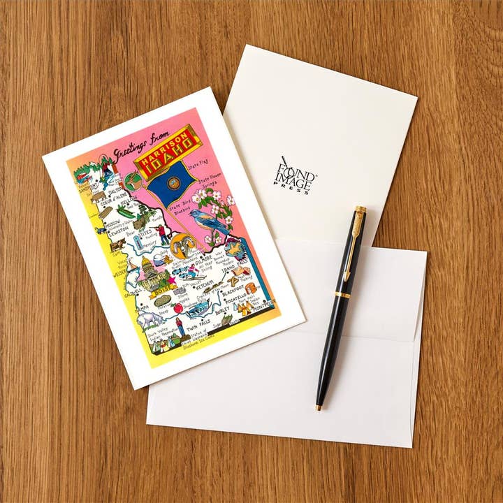 Found Image Press - Wholesale Stationery/Notecard Set - Greeting Card ID-249 Greetings from Harrison, Map1