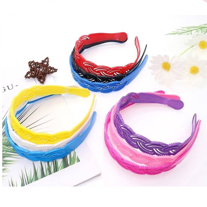 Diacly - Wholesale Fashion Headband - Women's - 12pk Twist Pattern Lightweight Plastic Headband