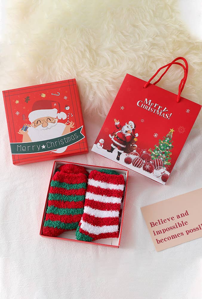 UNISHE - Wholesale Socks - Women's - Christmas Coral Fleece Mid Calf Socks ZK2802