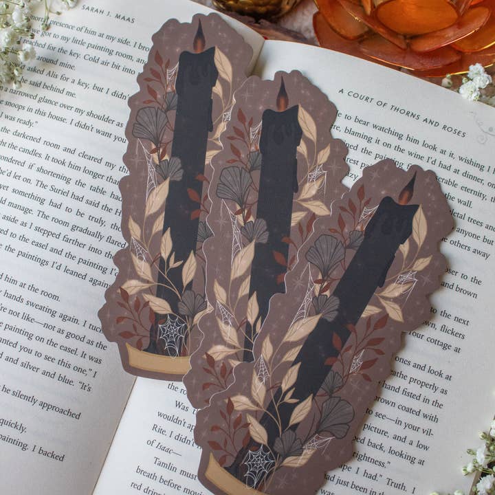 Meaggie Moos - Wholesale Bookmark - Black Flame Candle Halloween Die-Cut Bookmark4