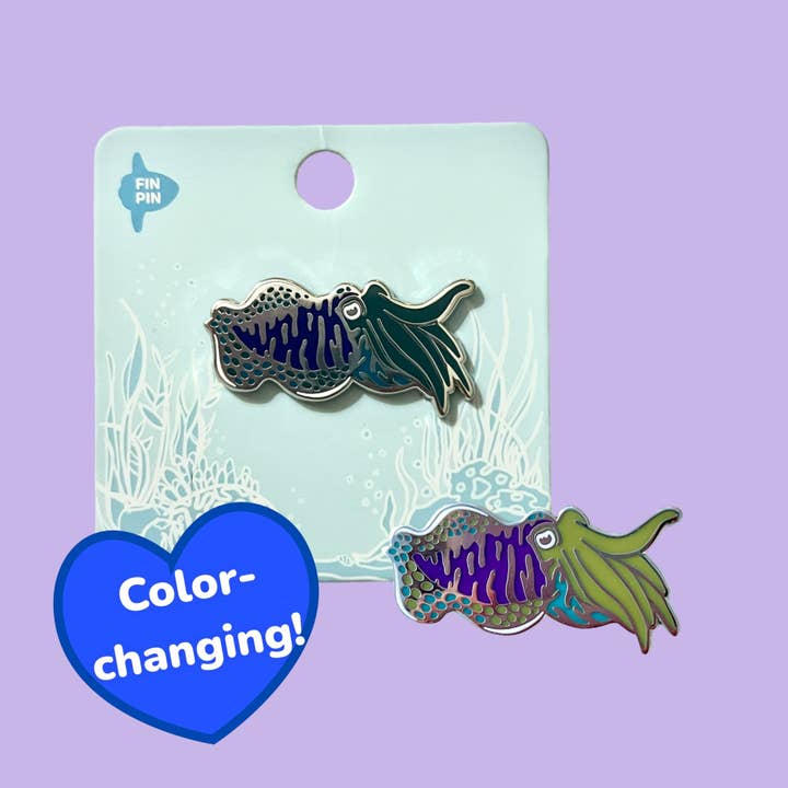Spilla smaltata a forma di seppia che cambia colore per la vendita all'ingrosso da parte di Fin Pin Shop
