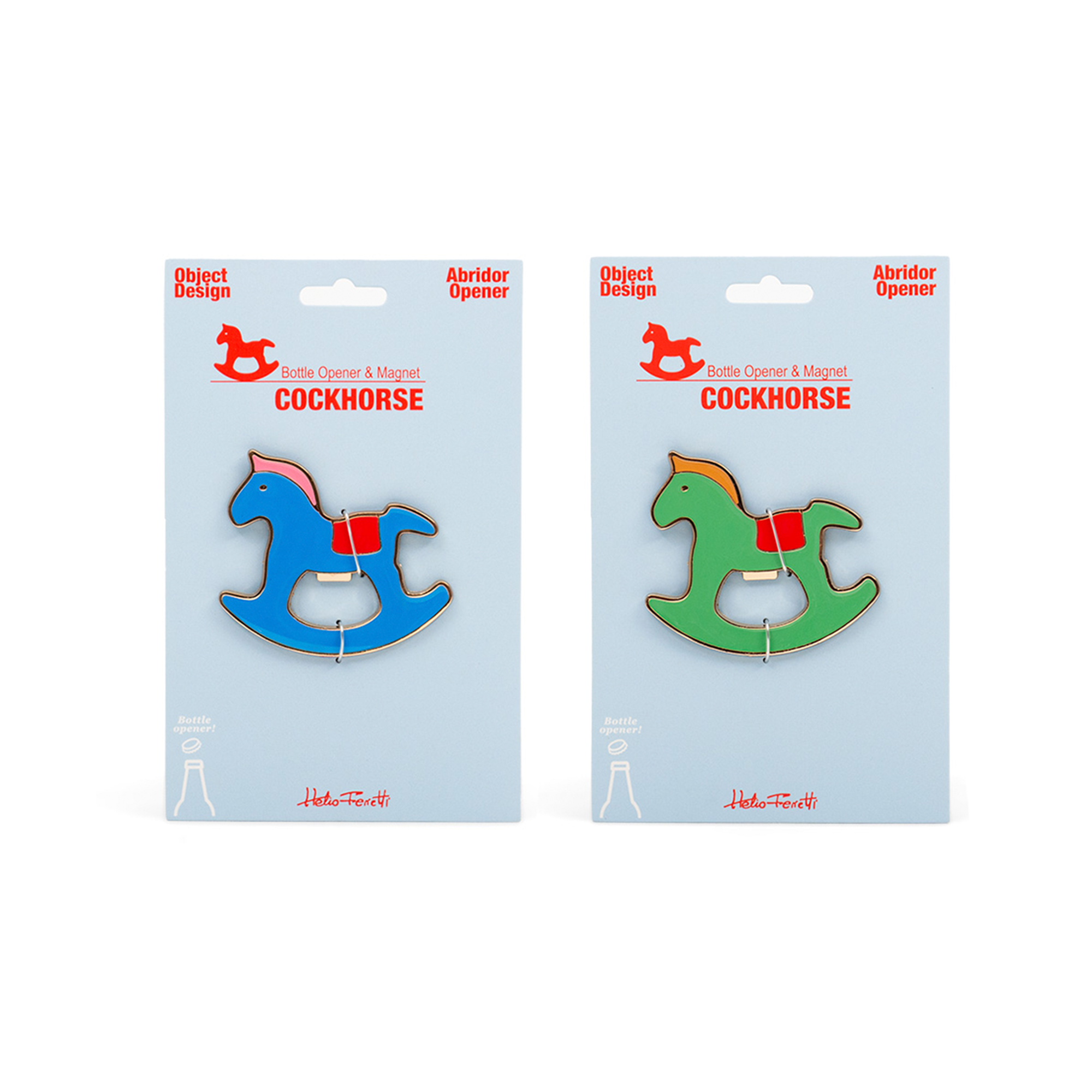 Helio Ferretti - Wholesale Bottle/Wine Opener - GREEN COCK HORSE MAGNETIC BOTTLE OPENER HF2