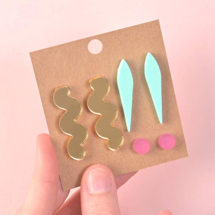 Eclectic Earrings, Set of 3 for wholesale by Em And Me Studio