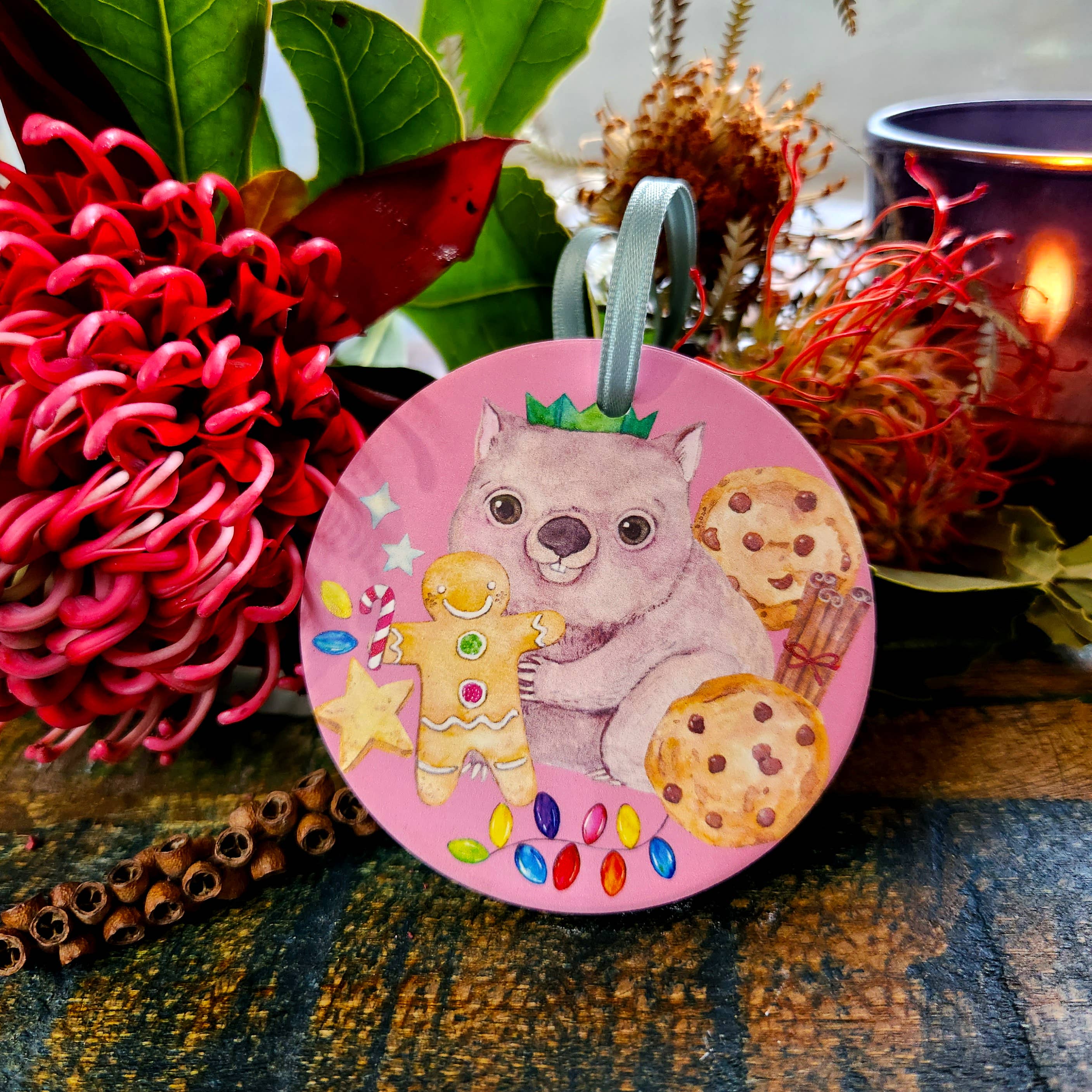 Watercolour By Cat - Vente Décoration de Noël - Ornements diffuseurs en céramique de Noël avec animaux australiens3