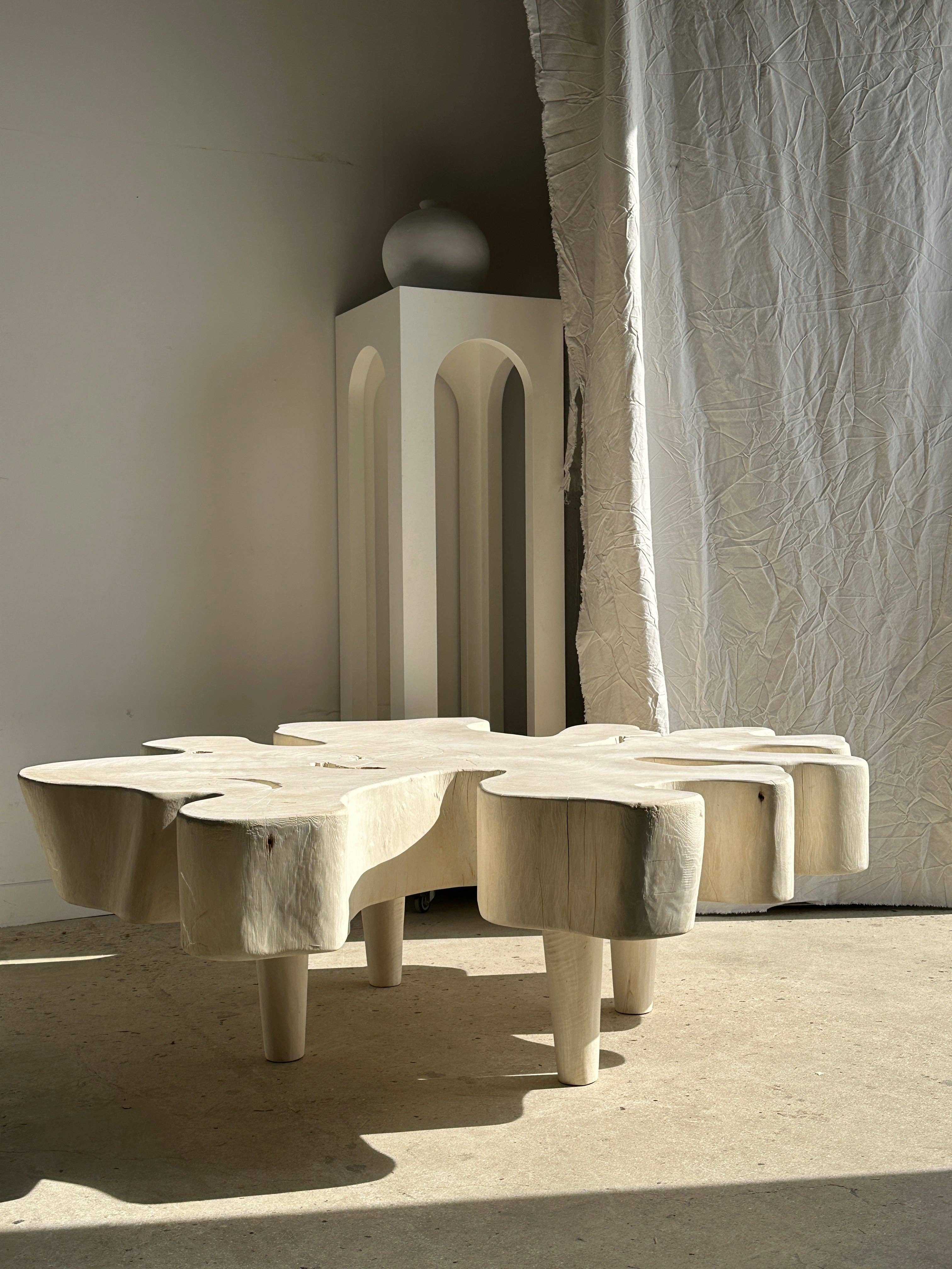 Office Objets - Wholesale Coffee Table - Very large coffee table in bleached mango wood with organic top D:140cm22