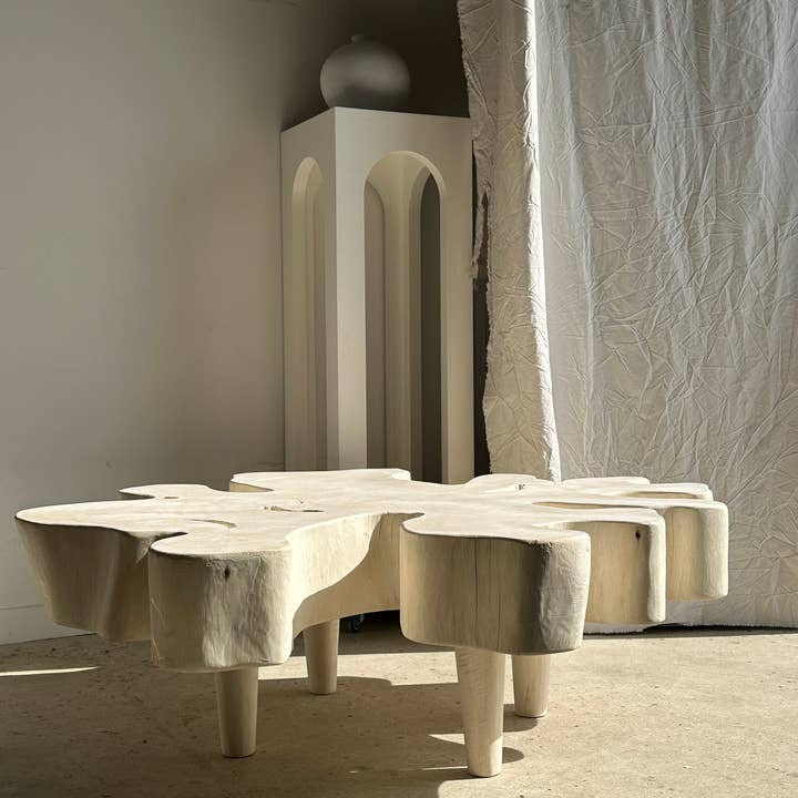 Office Objets - Wholesale Coffee Table - Very large coffee table in bleached mango wood with organic top D:140cm22